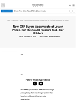 New XRP Buyers Accumulate at Lower Prices, But This Could Pressure Mid-Tier Holders