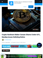 Crypto Hardware Maker Canaan Shares Crater 63%, Nasdaq Issues Delisting Notice
