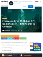 Ethereum Tests Support as CPI Inflation Cools
