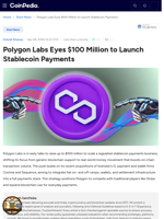 Polygon Labs Eyes $100 Million to Launch Stablecoin Payments