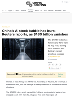 China's AI stock bubble has burst, Reuters reports, as $480 billion vanishes