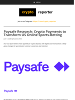 Paysafe Research: Crypto Payments to Transform US Online Sports-Betting