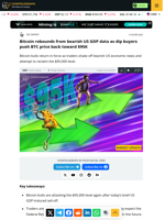 Bitcoin rebounds from bearish US GDP data as dip buyers push BTC price back toward $95K