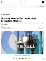 Morning Minute: FanDuel Enters Prediction Markets - Decrypt