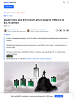 BlackRock and Ethereum Drive Crypto Inflows to Record Highs