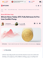 Bitcoin News Today: BTC Fully Retraces its Pre-Iran Conflict Pump