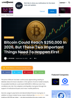 Bitcoin Could Reach $250,000 In 2026, But These Two Important Things Need To Happen First | Live Bitcoin News