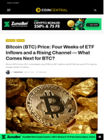 Bitcoin (BTC) Price: Four Weeks of ETF Inflows and a Rising Channel — What Comes Next for BTC? - CoinCentral