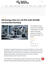 SB Energy files for US IPO with $439B contracted backlog