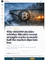 Why $60,000 decides whether Bitcoin's recent strength cracks as nearly half the market slips into loss