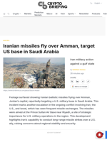 Iranian missiles fly over Amman, target US base in Saudi Arabia