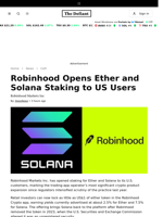 Robinhood Opens Ether and Solana Staking to US Users - 