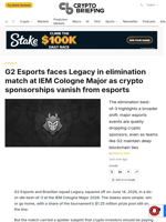 G2 Esports faces Legacy in elimination match at IEM Cologne Major as crypto sponsorships vanish from esports