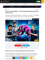 AI has a trust problem — Decentralized privacy-preserving tech can fix it