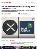 No, Saudi Aramco Is Not Working With XRP Ledger (XRPL) - Coinspeaker