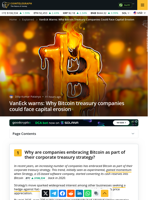 VanEck warns: Why Bitcoin treasury companies could face capital erosion