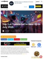 Top 3 AI Tokens Set to Heat Up in July 2025 | Live Bitcoin News