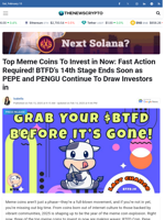 Top Meme Coins To Invest in Now: Fast Action Required! BTFD’s 14th Stage Ends Soon as PEPE and PENGU Continue To Draw Investors in - TheNewsCrypto