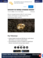 Galaxy Digital transfers 900 Bitcoin to newly created wallet