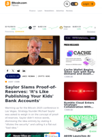 Saylor Slams Proof-of-Reserves: 'It’s Like Publishing Your Kids' Bank Accounts' – Crypto News Bitcoin News