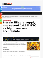 Bitcoin illiquid supply hits record 14.3M BTC as big investors accumulate - The Crypto News Wire