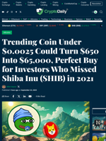 Trending Coin Under $0.0025 Could Turn $650 Into $65,000, Perfect Buy for Investors Who Missed Shiba Inu (SHIB) in 2021 - Crypto Daily
