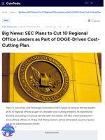 Big News: SEC Plans to Cut 10 Regional Office Leaders as Part of DOGE-Driven Cost-Cutting Plan