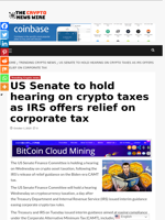 US Senate to hold hearing on crypto taxes as IRS offers relief on corporate tax - The Crypto News Wire