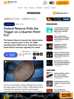 Federal Reserve Pulls the Trigger on a Quarter-Point Cut – News Bytes Bitcoin News