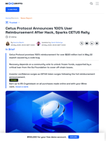 CETUS Rises Sharply as Protocol Pledges Full User Refund