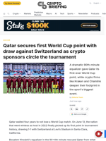 Qatar secures first World Cup point with draw against Switzerland as crypto sponsors circle the tournament
