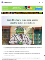 CartelFi price to jump soon as risk appetite makes a comeback - CoinJournal