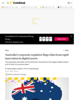 Australia's corporate regulator flags risks from rapid innovation in digital assets