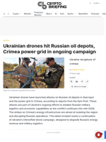Ukrainian drones hit Russian oil depots, Crimea power grid in ongoing campaign