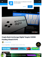 Crypto Bank Anchorage Digital Targets $400M Funding Ahead Of IPO