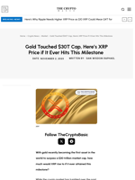 Gold Touched $30T Cap, Here’s XRP Price if It Ever Hits This
Milestone