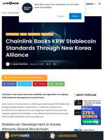 Chainlink Backs KRW Stablecoin Standards Through New Korea Alliance | Live Bitcoin News