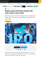 Ripple IPO Plans Off Despite SEC Case Win And Record Growth