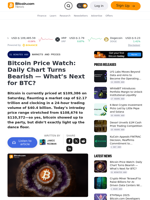 Bitcoin Price Watch: Daily Chart Turns Bearish — What’s Next for BTC? – Markets and Prices Bitcoin News
