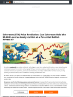 Ethereum (ETH) Price Prediction: Can Ethereum Hold the $3,400 Level as Analysts Hint at a Potential Bullish Reversal? - Brave New Coin