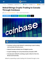 Webull Brings Crypto Trading to Canada Through Coinbase - Crypto News Flash