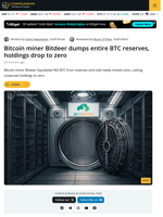 Bitcoin Miner Bitdeer Liquidates Entire BTC Treasury, Holdings Fall to Zero