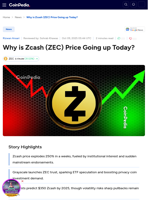 Why is Zcash (ZEC) Price Going up Today?