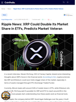 Ripple News: XRP Could Double Its Market Share in ETFs, Predicts Market Veteran