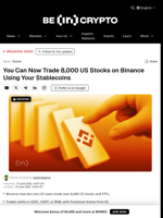 You Can Now Trade 8,000 US Stocks on Binance Using Your Stablecoins