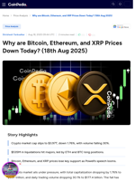 Why are Bitcoin, Ethereum, and XRP Prices Down Today? (18th Aug 2025)