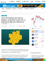 Vice President JD Vance Makes a Bullish Case for a National Bitcoin Reserve ⋆ ZyCrypto