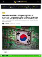 Naver Considers Acquiring South Korea's Largest Crypto Exchange Upbit - CoinCentral