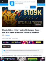 Bitcoin Makes History as the 5th Largest Asset – BTC Bull Token Is the Best Altcoin to Buy Now