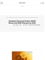 Standard Chartered Predicts $500K Bitcoin and $40K Ethereum by 2030
